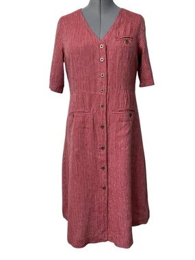 Gudrun Sjödén linen striped button front dress S
